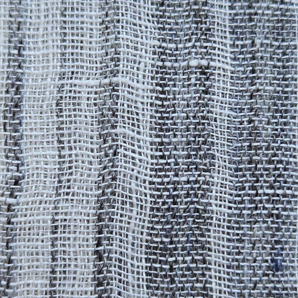 NWOT Linen Scarf Grey & White Stripe - Picture 7 of 12